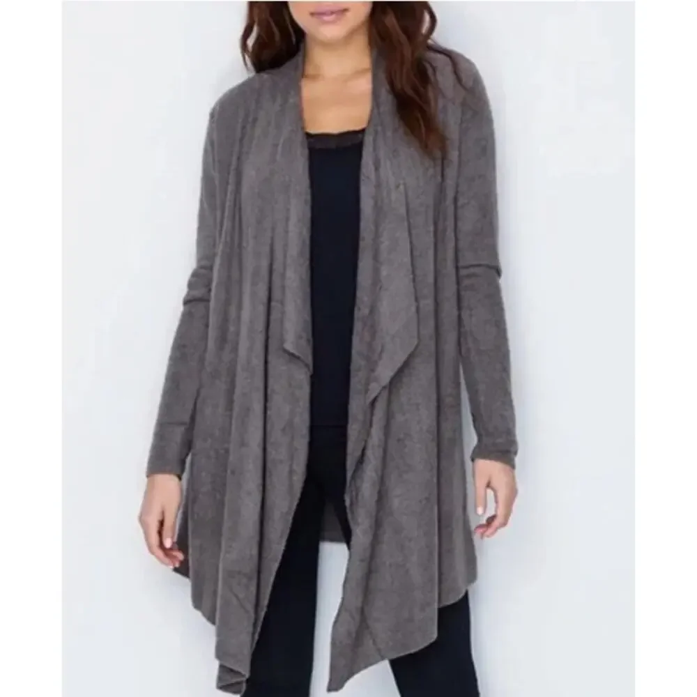Barefoot Dreams Bamboo Chic Lite Calypso Gray Wrap Sweater S/M Neutral Minimal